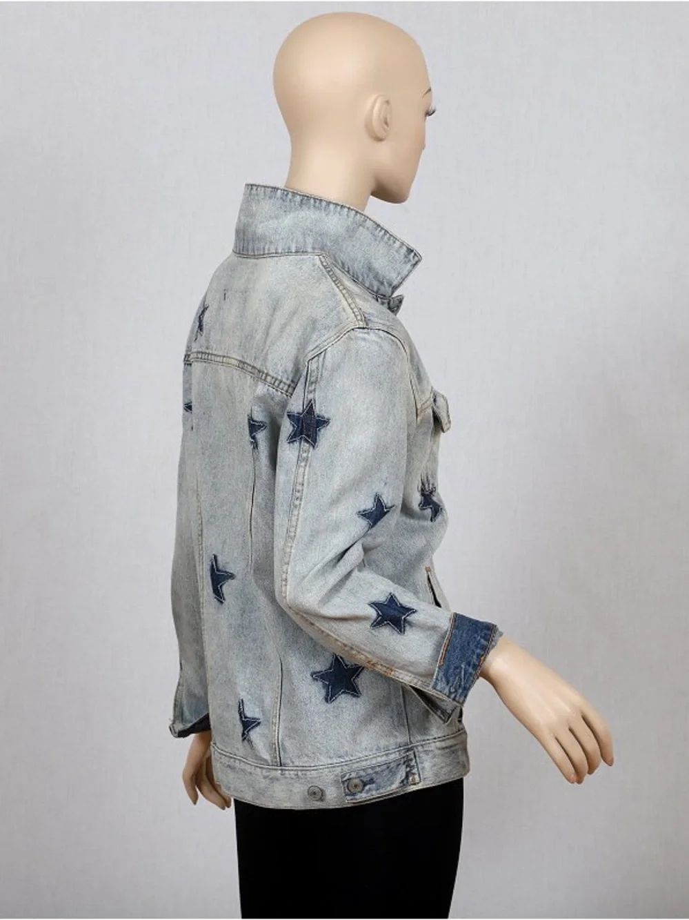 Rails Light Blue Denim Jacket with Navy Star Appliqués